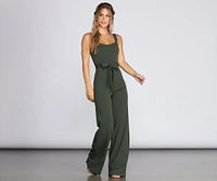 Such A Sweetheart Tie Waist Jumpsuit