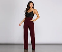 High Waist Belted Straight Leg Pants