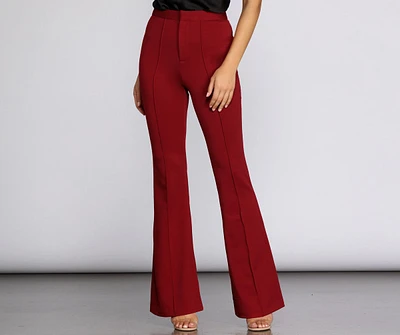 High Waist Crepe Flare Pants