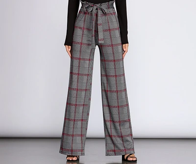 Paper Bag High Waist Plaid Trousers