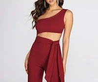 One Shoulder Cut Out Jumpsuit