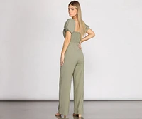 Puff Sleeve Cut Out Jumpsuit