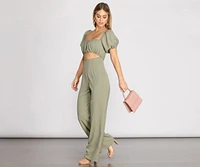 Puff Sleeve Cut Out Jumpsuit