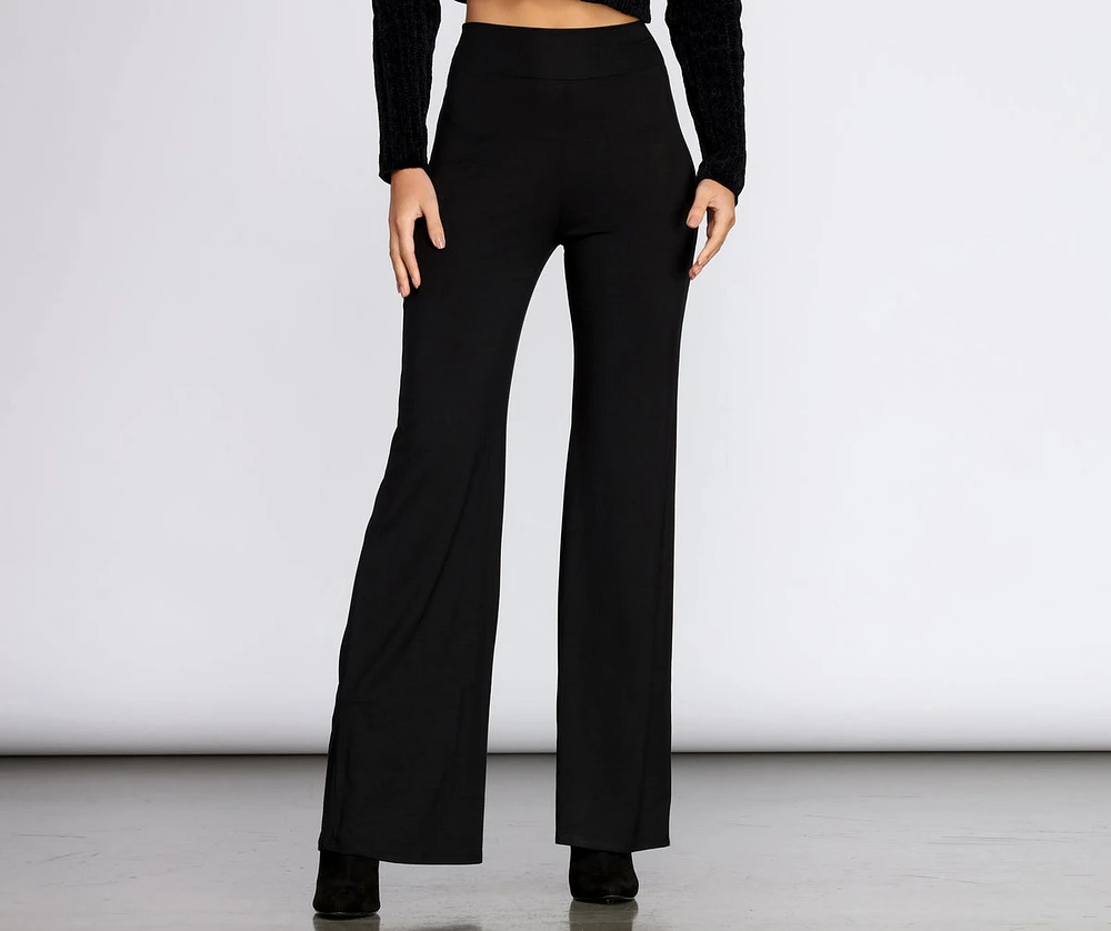 Basic Wide Leg Stretch Pants