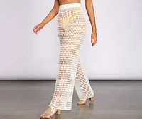 High Waist Wide Leg Crochet Pants