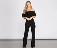 Off The Shoulder Popover Jumpsuit