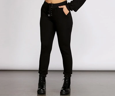 Lace Up High Waist Joggers