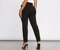 Confident & Chic Tie Waist Paperbag Pants