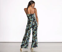 Tropical Floral Sleeveless Wide Leg Jumpsuit