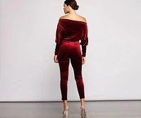 Luxe Elegance Tie Waist Velvet Catsuit