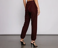 Luxe Velvet High Rise Joggers