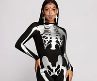 Sultry Skeleton Babe Knit Catsuit