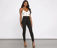 Floral Fever Tie Waist Catsuit