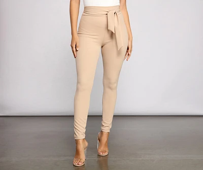 Dressy And Chic Tie-Waist Skinny Pants