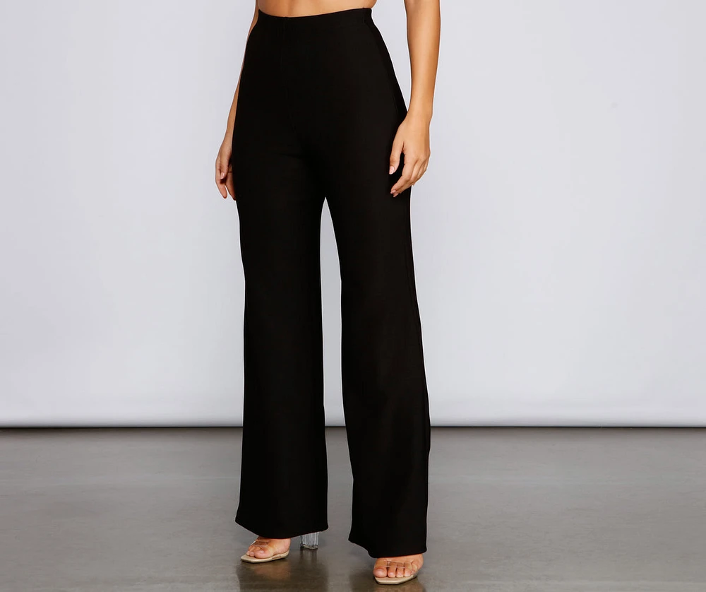 Flaunt It Ribbed Wide Leg Pants