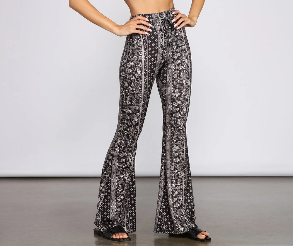 Boho Wanderer Floral Flared Pants