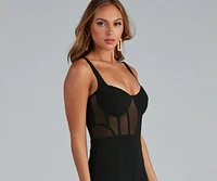 Sheer Stunner Sleeveless Corset Catsuit