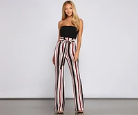 Striped And Stylish Tie-Waist Pants