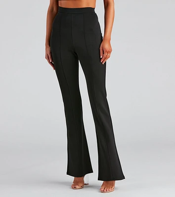 High Waist Flared Ponte Pants