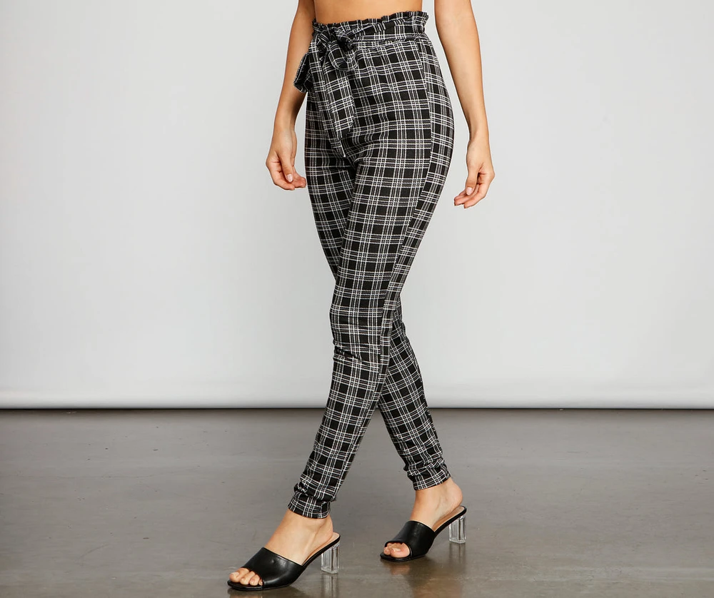 Major Style Plaid Paperbag Pants