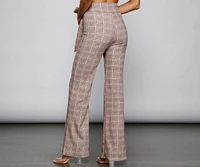 So Chic High Waist Plaid Flared Pants