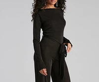 High Fashion Tie Waist Wide-Leg Jumpsuit