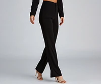 High Waist Flared Crepe Pants