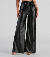 Tied to You PU Wide Leg Pants