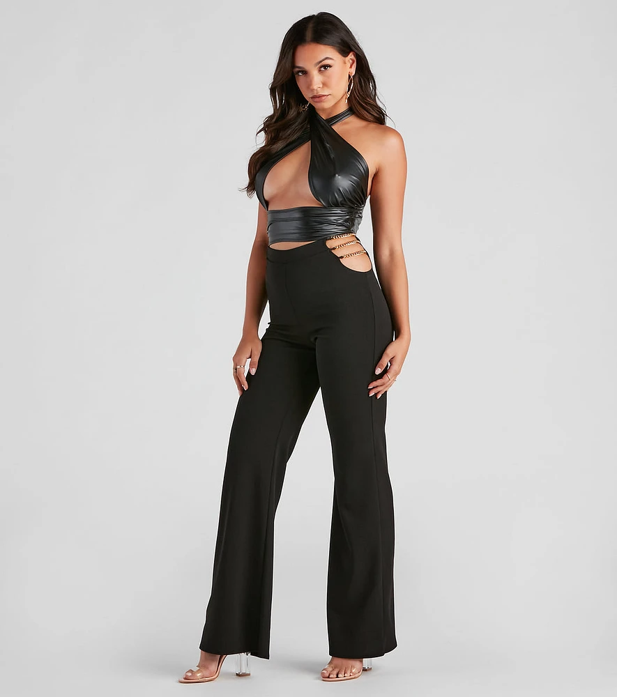 Chain of Scene Crepe Wide Leg Pants