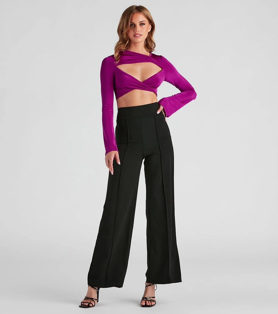 So Chic Crepe Wide-Leg Pants