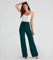 All The Class Crepe Wide Leg Pants