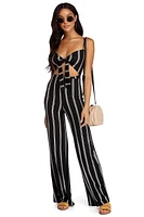 Tied To Perfection Striped Jumpsuit