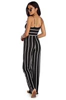 Tied To Perfection Striped Jumpsuit