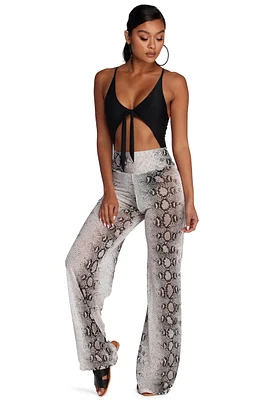 Snake Print Mesh Pants