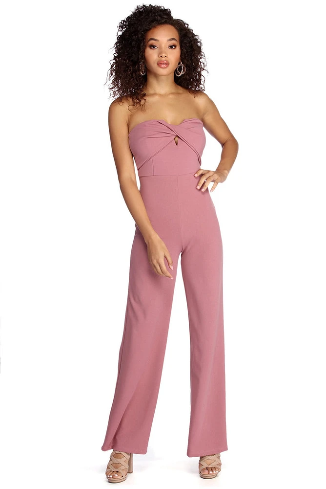 Twist Front Strapless Jumpsuit