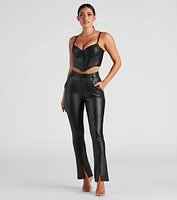 Edgy At Heart PU Front Slit Pants