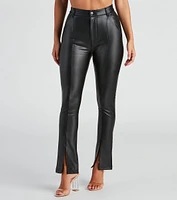 Edgy At Heart PU Front Slit Pants