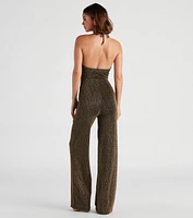 Miss Sparkle Halter Knit Jumpsuit