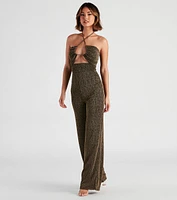 Miss Sparkle Halter Knit Jumpsuit