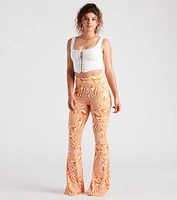 Total Jetsetter Swirl Print Flare Pants