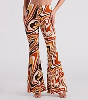 Totally Retro Swirl Print Flare Pants