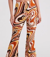 Totally Retro Swirl Print Flare Pants