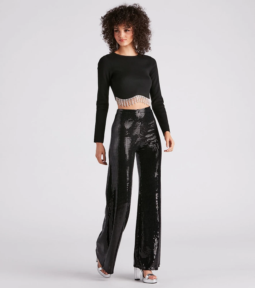 At Midnight Sequin Wide Leg Pants