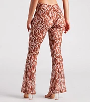 Quick Instinct Zebra Print Mesh Flare Pants