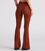 Trendy Babe Ribbed Knit Flare Pants