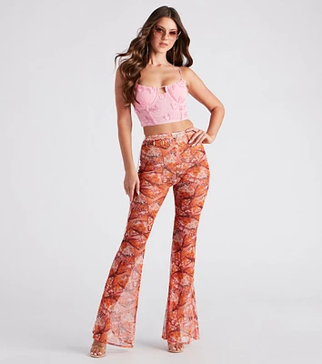 Dreamy Muse Butterfly Print Flare Pants