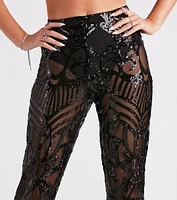 Glitzy Night Out Sequin Flare Pants