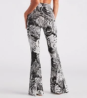 Resort Bound Tropical Print Flare Pants