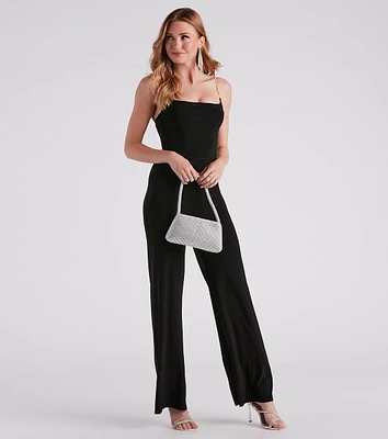 Touch Of Fab Rhinestone Strap Jumpsuit