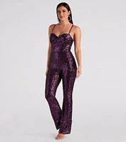 Bedazzle Me Sequin Flare Jumpsuit